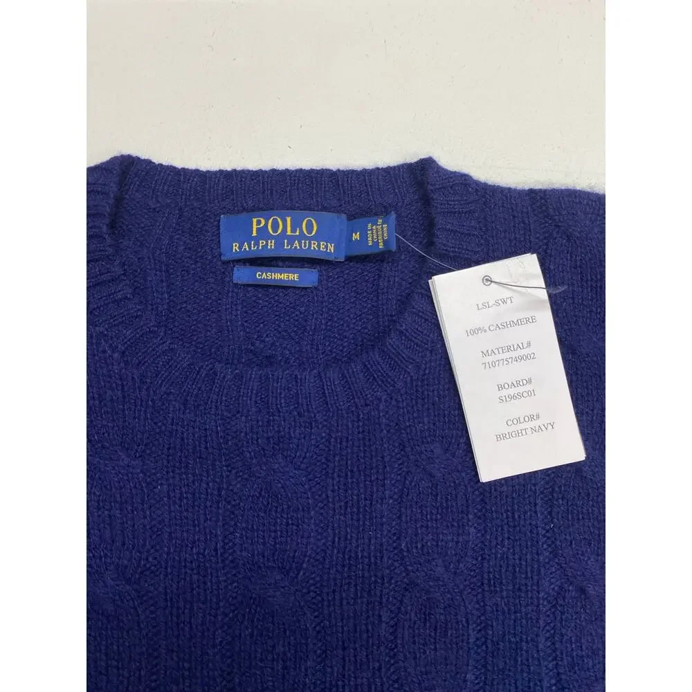 NEW SAMPLE Polo Ralph Lauren 100% cashmere cableknit crewneck pullover sweater M